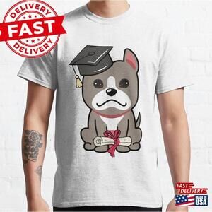 Cute Grey Dog Is Graduating Classic T-Shirt